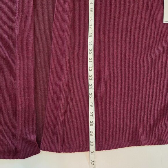 NWT - Nine West Women’s Plus Open Front Cardigan, 3x, Wine Burgundy Ribbed Knit - Picture 3 of 9